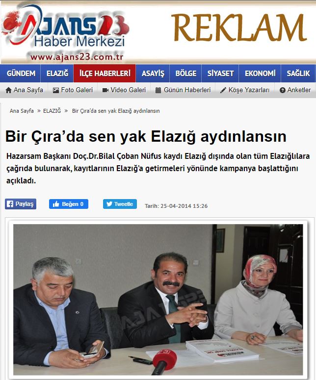 Bir Çıra’da sen yak Elazığ aydınlansın